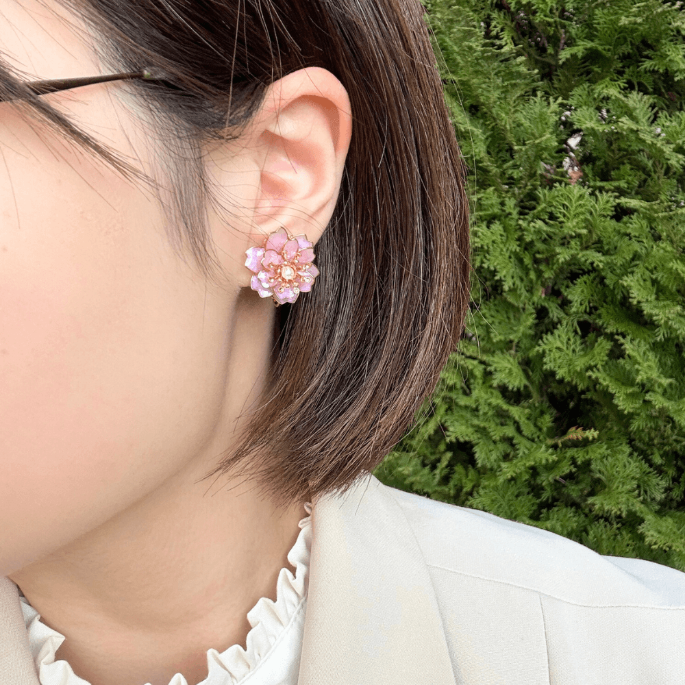 【八重桜】2wayピアス 淡水パール サージカルステンレス 金属アレルギー対応 受注生産 春の新作 | 5枚目